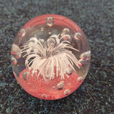 Vintage Hand Blown Art Glass Paperweight White Sea Anemone Bubble Design Pink 475g