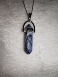 Sodalite Point Pendant Necklace | Genuine Natural Crystal Tower Pendant | Blue & White Gemstone | #115