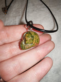 Unakite Skull Pendant Necklace | Genuine Carved Crystal Skull | Natural Green & Pink Gemstone | #116