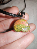 Unakite Skull Pendant Necklace | Genuine Carved Crystal Skull | Natural Green & Pink Gemstone | #116