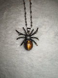 Tiger's Eye Spider Pendant Necklace | Genuine Natural Crystal Spider | Golden Chatoyant Gemstone | #118