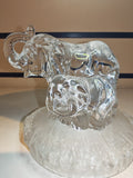 Vintage RCR Royal Crystal Rock Italy Lead Crystal Elephant & Calf Figurine Ornament