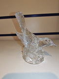 Vintage Clear Moulded Glass Songbird Ornament on Textured Base | 13cm | 200g