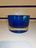 Vintage Cobalt Blue Heavy Art Glass Bowl | Thick Cased Glass | Seguso Style | 9.5cm