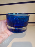 Vintage Cobalt Blue Heavy Art Glass Bowl | Thick Cased Glass | Seguso Style | 9.5cm