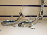 Vintage Clear Art Glass Shark Figurine | Heavy Hand Blown Marine Ornament | 2 sizes