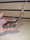 Vintage Clear Art Glass Shark Figurine | Heavy Hand Blown Marine Ornament | 2 sizes