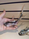 Vintage Clear Art Glass Shark Figurine | Heavy Hand Blown Marine Ornament | 2 sizes