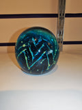 Signed Mdina Glass Blue & Green Art Glass Paperweight #1 | Maltese Studio Glass | 480g
