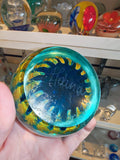 Signed Mdina Glass Blue & Yellow Art Glass Paperweight #2 | Maltese Studio Glass | 666g
