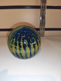 Signed Mdina Glass Blue & Yellow Art Glass Paperweight #2 | Maltese Studio Glass | 666g