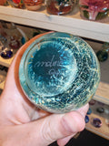 Signed Mdina Glass Blue & Ochre Art Glass Paperweight #3 | Maltese Studio Glass | 390g