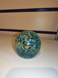 Signed Mdina Glass Blue & Ochre Art Glass Paperweight #3 | Maltese Studio Glass | 390g