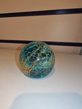 Signed Mdina Glass Blue & Ochre Art Glass Paperweight #3 | Maltese Studio Glass | 390g