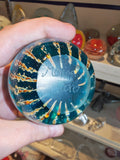 Signed Mdina Glass Blue & Amber Art Glass Paperweight #4 | Maltese Studio Glass | 405g