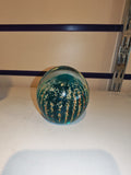 Signed Mdina Glass Blue & Amber Art Glass Paperweight #4 | Maltese Studio Glass | 405g