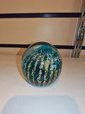 Signed Mdina Glass Blue & Amber Art Glass Paperweight #4 | Maltese Studio Glass | 405g