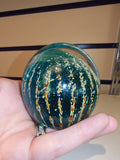 Signed Mdina Glass Blue & Amber Art Glass Paperweight #4 | Maltese Studio Glass | 405g