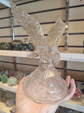 Vintage Clear Crystal Flying Eagle Sculpture on Rocky Base | Cristal d'Arques Style | 19.5cm