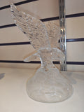 Vintage Clear Crystal Flying Eagle Sculpture on Rocky Base | Cristal d'Arques Style | 19.5cm