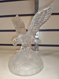 Vintage Clear Crystal Flying Eagle Sculpture on Rocky Base | Cristal d'Arques Style | 19.5cm