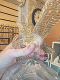 Vintage Clear Crystal Flying Eagle Sculpture on Rocky Base | Cristal d'Arques Style | 19.5cm