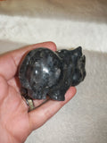 Natural Larvikite Carved Rhinoceros Statue 200g Black Labradorite Rhino Figurine