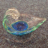 Vintage Maltese Art Glass Aladdin Lamp Trinket Dish Mdina Style Blue Green #24