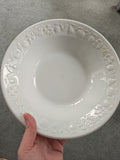 4 Vintage Franco Giorgi Quadrifoglio White Embossed Fruit Pasta Soup Bowl Italy