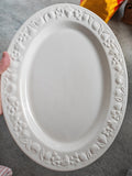 6 Vintage Franco Giorgi Quadrifoglio White Embossed Fruit 14in Serving Platter Italy
