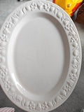 6 Vintage Franco Giorgi Quadrifoglio White Embossed Fruit 14in Serving Platter Italy