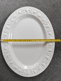 6 Vintage Franco Giorgi Quadrifoglio White Embossed Fruit 14in Serving Platter Italy