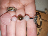 Rose Quartz Moonstone Tiger Eye Strong Woman Gemstone Heart Keyring