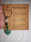 Green Aventurine Labradorite Moonstone New Beginnings Gemstone Heart Keyring