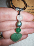 Green Aventurine Labradorite Moonstone New Beginnings Gemstone Heart Keyring