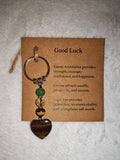 Tiger Eye Citrine Green Aventurine Good Luck Gemstone Heart Keyring