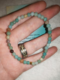 Amazonite 4mm Gemstone Bead Stretch Bracelet with Meaning Card