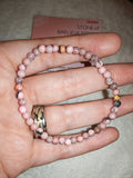 Pink Zebra Jasper 4mm Gemstone Bead Stretch Bracelet with Meaning Card