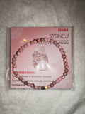 Pink Zebra Jasper 4mm Gemstone Bead Stretch Bracelet with Meaning Card