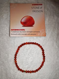 Carnelian 4mm Gemstone Bead Stretch Bracelet with Meaning Card