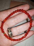 Carnelian 4mm Gemstone Bead Stretch Bracelet with Meaning Card
