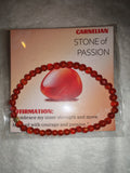 Carnelian 4mm Gemstone Bead Stretch Bracelet with Meaning Card