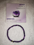 Amethyst 4mm Gemstone Bead Stretch Bracelet with Meaning Card