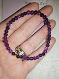 Amethyst 4mm Gemstone Bead Stretch Bracelet with Meaning Card