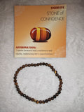 Tiger Eye 4mm Gemstone Bead Stretch Bracelet with Meaning Card