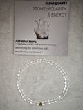 Clear Quartz 4mm Gemstone Bead Stretch Bracelet with Meaning Card