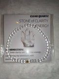 Clear Quartz 4mm Gemstone Bead Stretch Bracelet with Meaning Card