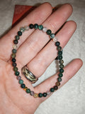 Indian Agate 4mm Gemstone Bead Stretch Bracelet with Meaning Card
