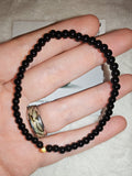 Black Obsidian 4mm Gemstone Bead Stretch Bracelet with Meaning Card