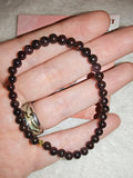 Garnet 4mm Gemstone Bead Stretch Bracelet with Meaning Card